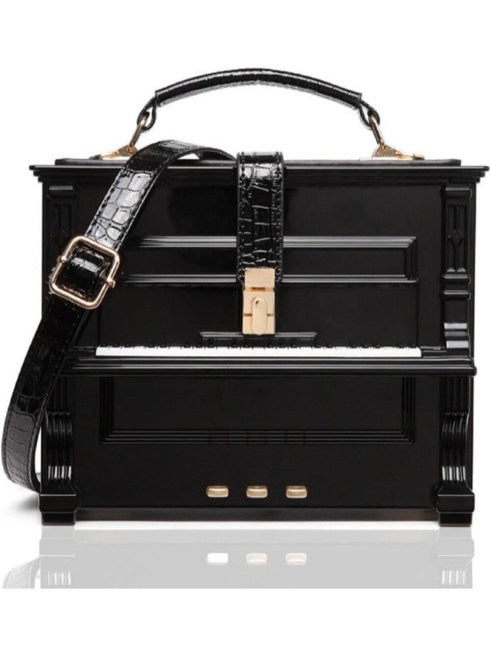 Chic Piano-Shaped Acrylic Crossbody Bag, Stylish Black Purse for Women